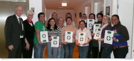 Group photo at Aquafield Training, holding certificates