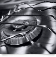 Close up of gas hob